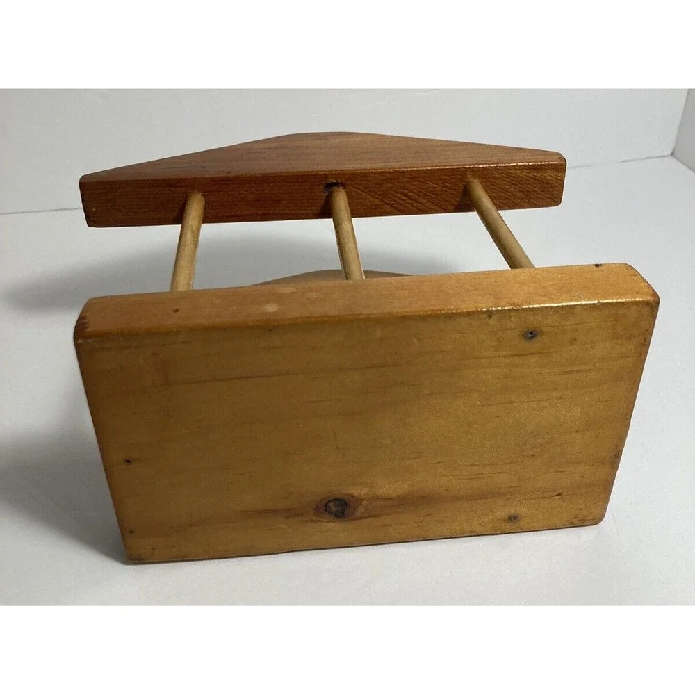 Napkin Holder Solid Wood Light Stained Homemade Vintage 6 x‎ 5.5 inches